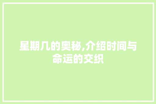 星期几的奥秘,介绍时间与命运的交织