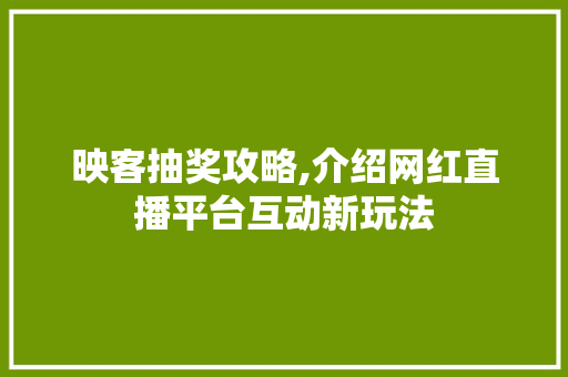 映客抽奖攻略,介绍网红直播平台互动新玩法
