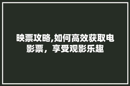 映票攻略,如何高效获取电影票，享受观影乐趣