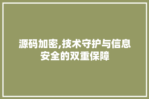 源码加密,技术守护与信息安全的双重保障 Web前端