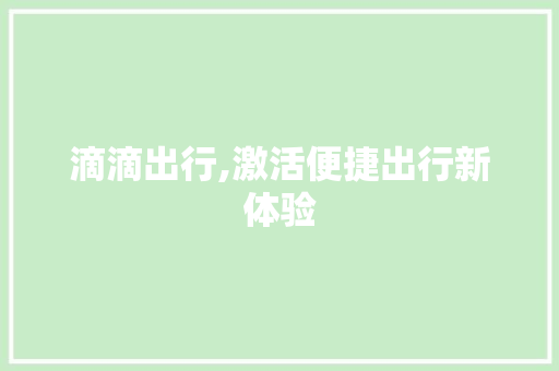 滴滴出行,激活便捷出行新体验