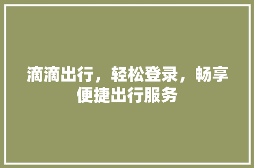 滴滴出行，轻松登录，畅享便捷出行服务
