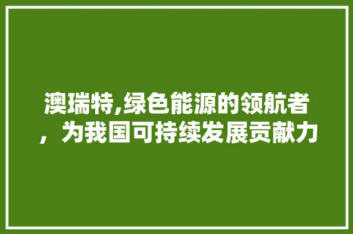 澳瑞特,绿色能源的领航者，为我国可持续发展贡献力量