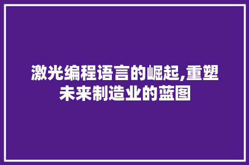激光编程语言的崛起,重塑未来制造业的蓝图