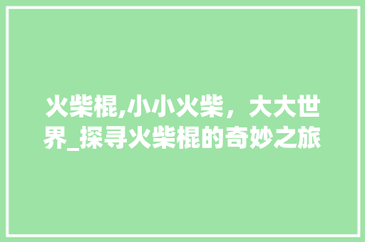 火柴棍,小小火柴，大大世界_探寻火柴棍的奇妙之旅 友链在线