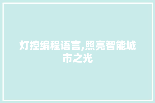 灯控编程语言,照亮智能城市之光