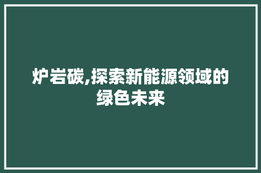 炉岩碳,探索新能源领域的绿色未来 WordPress教程
