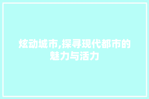 炫动城市,探寻现代都市的魅力与活力