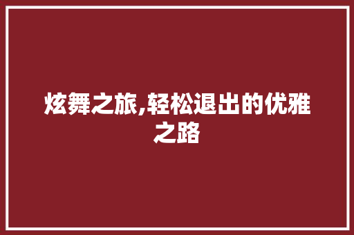 炫舞之旅,轻松退出的优雅之路