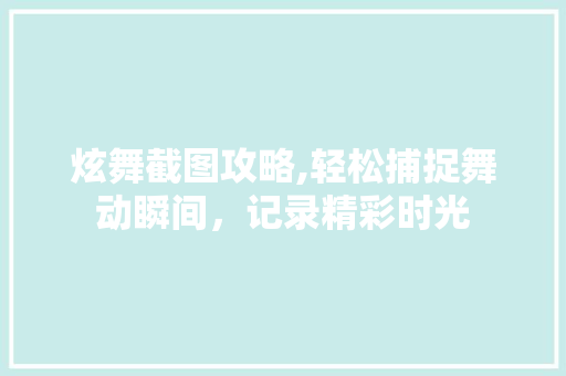 炫舞截图攻略,轻松捕捉舞动瞬间，记录精彩时光 建站教程
