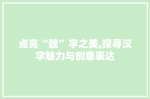 点亮“靓”字之美,探寻汉字魅力与创意表达 服务器/数据库