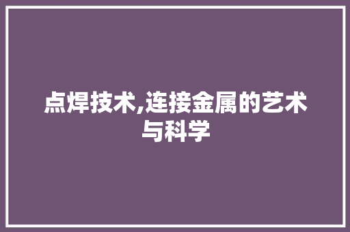 点焊技术,连接金属的艺术与科学