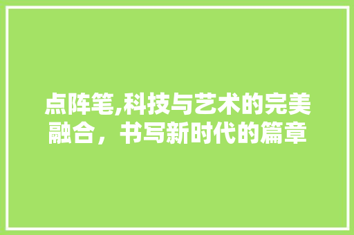 点阵笔,科技与艺术的完美融合，书写新时代的篇章 WordPress教程