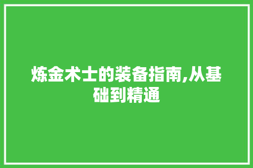 炼金术士的装备指南,从基础到精通