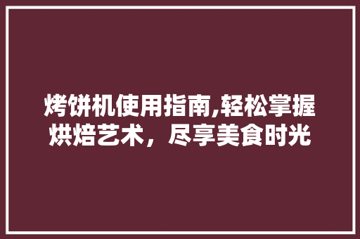 烤饼机使用指南,轻松掌握烘焙艺术，尽享美食时光
