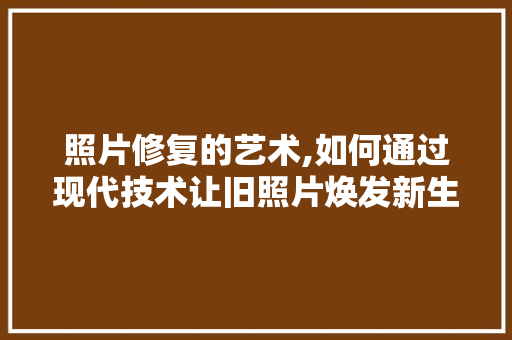 照片修复的艺术,如何通过现代技术让旧照片焕发新生