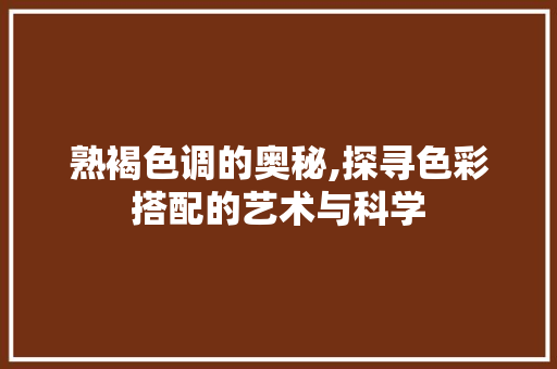 熟褐色调的奥秘,探寻色彩搭配的艺术与科学