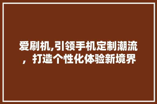 爱刷机,引领手机定制潮流，打造个性化体验新境界