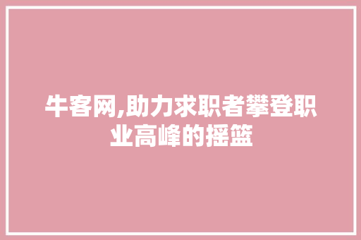 牛客网,助力求职者攀登职业高峰的摇篮