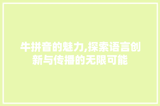 牛拼音的魅力,探索语言创新与传播的无限可能