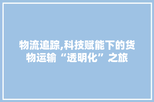 物流追踪,科技赋能下的货物运输“透明化”之旅