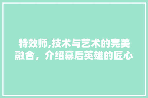 特效师,技术与艺术的完美融合，介绍幕后英雄的匠心独运