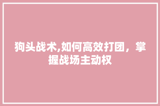 狗头战术,如何高效打团，掌握战场主动权
