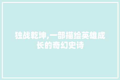 独战乾坤,一部描绘英雄成长的奇幻史诗 服务器/数据库
