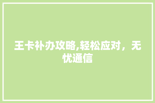 王卡补办攻略,轻松应对，无忧通信