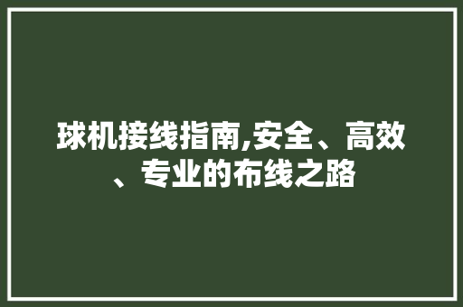 球机接线指南,安全、高效、专业的布线之路 SEO教程