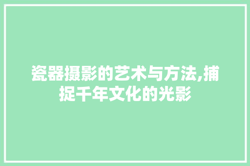 瓷器摄影的艺术与方法,捕捉千年文化的光影 服务器/数据库