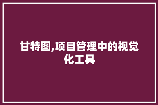 甘特图,项目管理中的视觉化工具 建站教程