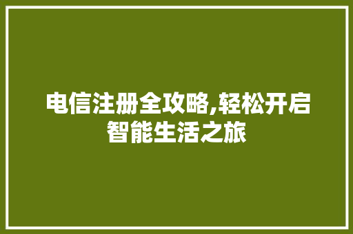 电信注册全攻略,轻松开启智能生活之旅