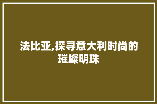 法比亚,探寻意大利时尚的璀璨明珠
