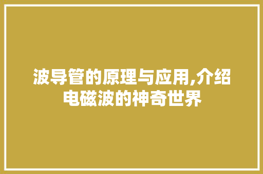 波导管的原理与应用,介绍电磁波的神奇世界