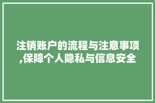注销账户的流程与注意事项,保障个人隐私与信息安全 Web前端