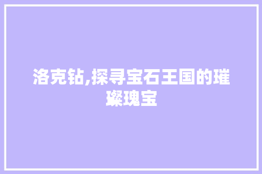 洛克钻,探寻宝石王国的璀璨瑰宝 洛克钻,探寻宝石王国的璀璨瑰宝