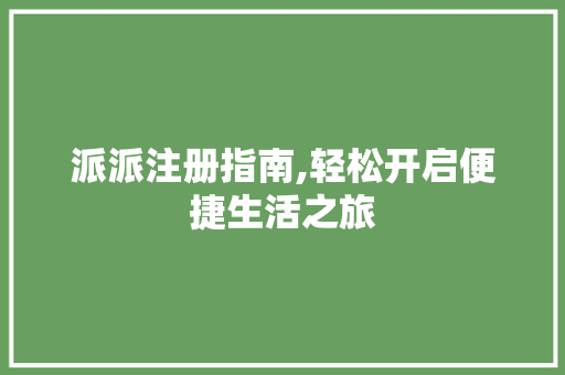 派派注册指南,轻松开启便捷生活之旅