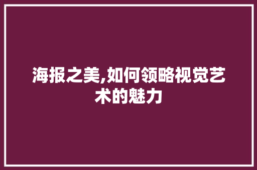 海报之美,如何领略视觉艺术的魅力