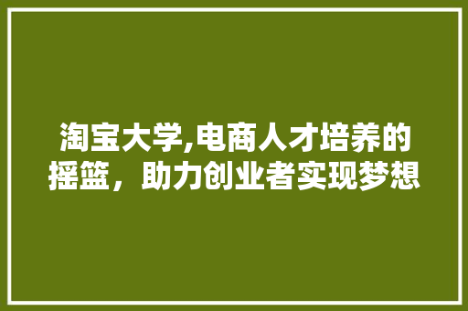 淘宝大学,电商人才培养的摇篮，助力创业者实现梦想