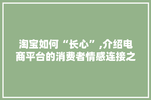 淘宝如何“长心”,介绍电商平台的消费者情感连接之路 建站教程