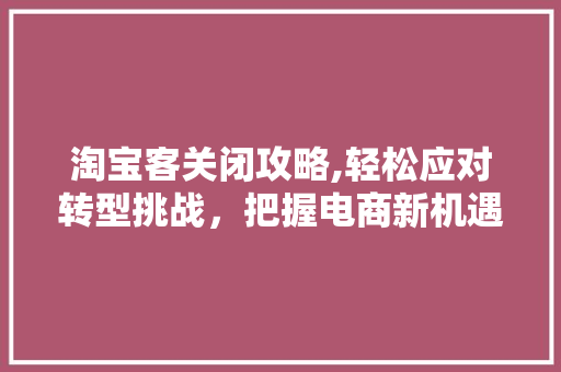 淘宝客关闭攻略,轻松应对转型挑战，把握电商新机遇