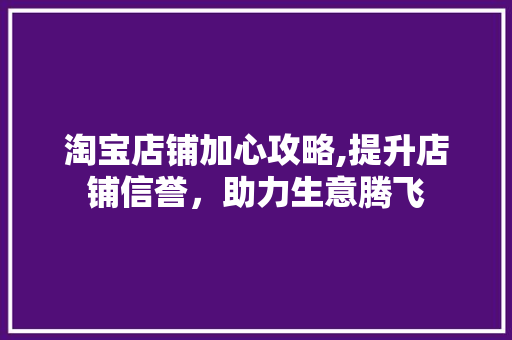 淘宝店铺加心攻略,提升店铺信誉，助力生意腾飞
