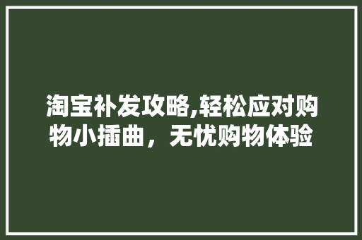 淘宝补发攻略,轻松应对购物小插曲，无忧购物体验 SEO教程