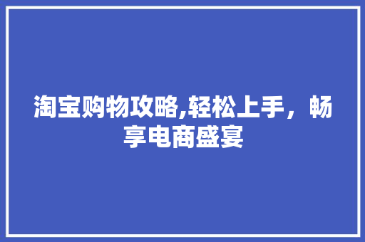 淘宝购物攻略,轻松上手，畅享电商盛宴