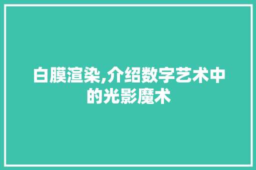 白膜渲染,介绍数字艺术中的光影魔术
