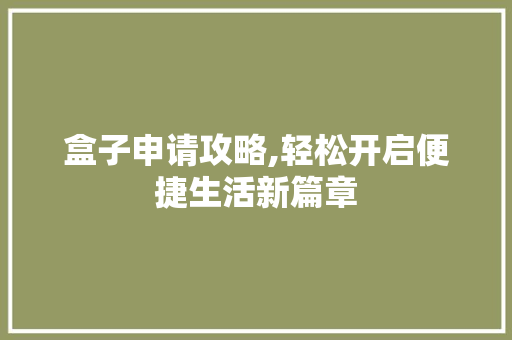 盒子申请攻略,轻松开启便捷生活新篇章