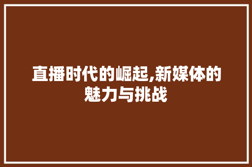 直播时代的崛起,新媒体的魅力与挑战