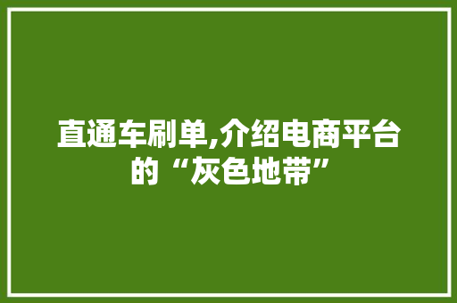 直通车刷单,介绍电商平台的“灰色地带”