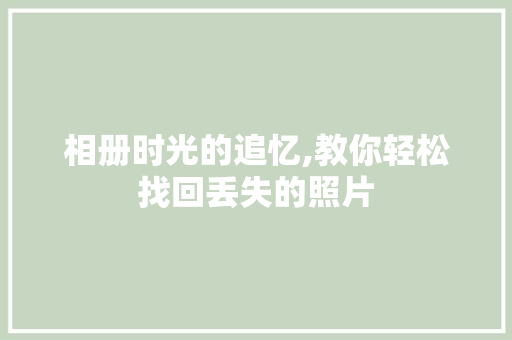相册时光的追忆,教你轻松找回丢失的照片